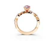 Solitaire Engagement Ring Setting for Fancy Pink Pear-Shaped Center with Bar-Station Pave Twist and Prong Head in Rose Gold
