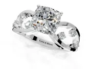 Solitaire Engagement Ring Setting for Cushion Cut Center with Criss-Cross Accent Band and Prong Head in Sterling Silver