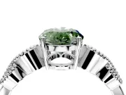 Leaf Engagement Ring Setting for Fancy Green Oval Center with Milgrain Accent Band and Prong Head in Platinum