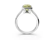 Halo Engagement Ring Setting for Fancy Yellow Princess Cut Center with Knife Ridge Cathedral Band and Prong Head in Sterling Silver