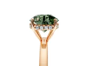 Solitaire Engagement Ring Setting for Fancy Green Round Cut Center with Fine Wire Band and Prong Head in Rose Gold