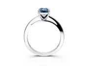 Solitaire Engagement Ring Setting for Fancy Blue Emerald Cut Center with Basket Rail and Prong Head in White Gold