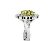 Halo Engagement Ring Setting for Fancy Yellow Round Cut Center with Pave and Plain Twist Band and Prong Head in Platinum