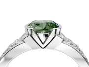 Bezel Engagement Ring Setting for Fancy Green Cushion Cut Center with Wide Channel-Set Band and Bezel Head in Sterling Silver
