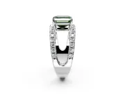 Solitaire Engagement Ring Setting for Fancy Green Asscher Cut Center with Wide-Open Split Shank and Prong Head in Sterling Silver