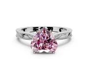 Solitaire Engagement Ring Setting for Fancy Pink Heart-Shaped Center with Engraved Milgrain Band and Prong Head in Sterling Silver