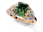 Leaf Cluster Engagement Ring Setting for Fancy Green Radiant Cut Center with Marquise Accents and Prong Head in Rose Gold