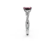 Solitaire Engagement Ring Setting for Fancy Pink Emerald Cut Center with Twisted Pave Split Shank and Prong Head in Platinum