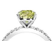 Solitaire Engagement Ring Setting for Fancy Yellow Cushion Cut Center with Fine Pave Band and Claw Prong Head in Sterling Silver