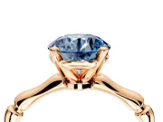 Solitaire Engagement Ring Setting for Fancy Blue Round Cut Center with Bamboo Band and Prong Head in Rose Gold