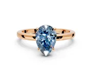 Solitaire Engagement Ring Setting for Fancy Blue Pear-Shaped Center with Fine Wire Band and Prong Head in Rose Gold