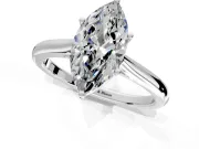 Solitaire Engagement Ring Setting for Marquise Center with Narrow Cathedral Band and Prong Head in Sterling Silver