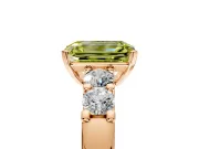 5 Stone Engagement Ring Setting for Fancy Yellow Emerald Cut Center with Plain Band and Prong Head in Rose Gold