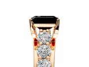 Solitaire Engagement Ring Setting for Fancy Black Emerald Cut Center with Graduated Shared Prongs and Prong Head in Rose Gold