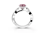 Floral Engagement Ring Setting for Fancy Pink Round Cut Center with Trailing Marquise Accents and Prong Head in White Gold