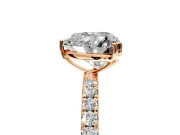 Solitaire Engagement Ring Setting for Heart-Shaped Center with Pave Band and Claw Prong Head in Rose Gold