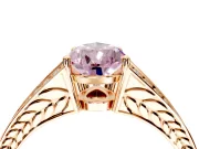 Split Shank Engagement Ring Setting for Fancy Pink Pear-Shaped Center with Pave Split Shank and Prong Head in Rose Gold