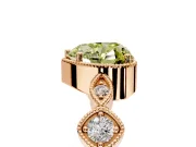 Vintage Station Engagement Ring Setting for Fancy Yellow Heart-Shaped Center with Accents and Prong Head in Rose Gold