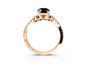 Leaf Motif Engagement Ring Setting for Fancy Black Oval Center with Pave Band and Prong Head in Rose Gold