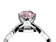 Solitaire Engagement Ring Setting for Fancy Pink Pear-Shaped Center with Accented Twist Band and Leaf Prong Head in White Gold