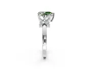Floral Engagement Ring Setting for Fancy Green Pear-Shaped Center with Marquise Cluster Shoulders and Prong Head in White Gold