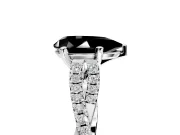 Solitaire Engagement Ring Setting for Fancy Black Pear-Shaped Center with Twisted Pave Split Shank and Prong Head in Sterling Silver