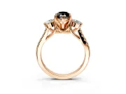 3 Stone Engagement Ring Setting for Fancy Black Marquise Center with Crossover Basket, Pave Band and Prong Head in Rose Gold
