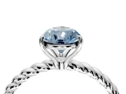 Solitaire Engagement Ring Setting for Fancy Blue Pear-Shaped Center with Plain Twisted Rope Band and Prong Head in White Gold