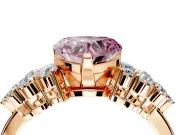 Cluster Engagement Ring Setting for Fancy Pink Heart-Shaped Center with 2-Row Shoulder Clusters and Prong Head in Rose Gold