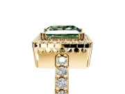 Halo Engagement Ring Setting for Fancy Green Princess Cut Center with Inner Milgrain Border and Prong Head in Yellow Gold