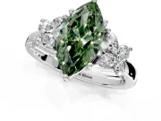 Floral Engagement Ring Setting for Fancy Green Marquise Center with Marquise Cluster Shoulders and Prong Head in Platinum