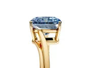 Solitaire Engagement Ring Setting for Fancy Blue Radiant Cut Center with Plain Bypass Twist Band and Prong Head in Yellow Gold