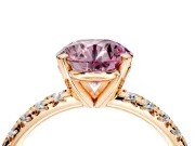 Solitaire Engagement Ring Setting for Fancy Pink Round Cut Center with Large Accents and Prong Head in Rose Gold