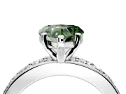 Solitaire Engagement Ring Setting for Fancy Green Heart-Shaped Center with Channel-Set Accents and Prong Head in Sterling Silver