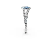 Solitaire Engagement Ring Setting for Fancy Blue Pear-Shaped Center with Pave Split Shank and Prong Head in White Gold