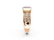 Bezel Engagement Ring Setting for Fancy Pink Asscher Cut Center with Wide Channel-Set Band and Bezel Head in Rose Gold