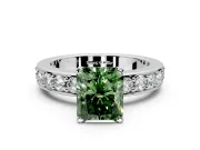 Solitaire Engagement Ring Setting for Fancy Green Radiant Cut Center with Channel-Set Accents and Prong Head in Platinum