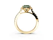 Floral Engagement Ring Setting for Fancy Green Princess Cut Center with Pave Band and Floral Prong Head in Yellow Gold