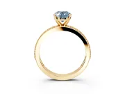 Milgrain Pave Engagement Ring Setting for Fancy Blue Oval Center with Accent Band and Prong Head in Yellow Gold