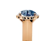 Halo Engagement Ring Setting for Fancy Blue Round Cut Center with Knife Ridge Cathedral Band and Prong Head in Rose Gold