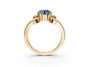 Solitaire Engagement Ring Setting for Fancy Blue Round Cut Center with Twisted Band and Scroll Prong Head in Yellow Gold
