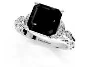Solitaire Engagement Ring Setting for Fancy Black Asscher Cut Center with Filigree Band and Prong Head in Platinum