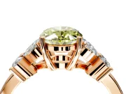 Floral Engagement Ring Setting for Fancy Yellow Oval Center with Marquise Cluster Shoulders and Prong Head in Rose Gold