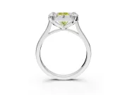 Single Halo Engagement Ring Setting for Fancy Yellow Radiant Cut Center with Corner Claws, Plain Band and Prong Head in Platinum