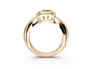 Halo Engagement Ring Setting for Fancy Yellow Asscher Cut Center with Tapered Plain Band and Prong Head in Rose Gold