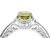 Floral Engagement Ring Setting for Fancy Yellow Radiant Cut Center with Four Accent Clusters and Prong Head in Platinum
