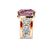 Solitaire Engagement Ring Setting for Fancy Pink Asscher Cut Center with Graduated Shared Prongs and Prong Head in Rose Gold