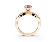 Solitaire Engagement Ring Setting for Fancy Pink Oval Center with Criss-Cross Accent Band and Prong Head in Rose Gold