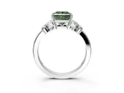 Solitaire Engagement Ring Setting for Fancy Green Princess Cut Center with Marquise Flower Shoulders and Prong Head in White Gold