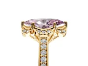 Floral Engagement Ring Setting for Fancy Pink Marquise Center with Four Accent Clusters and Prong Head in Yellow Gold